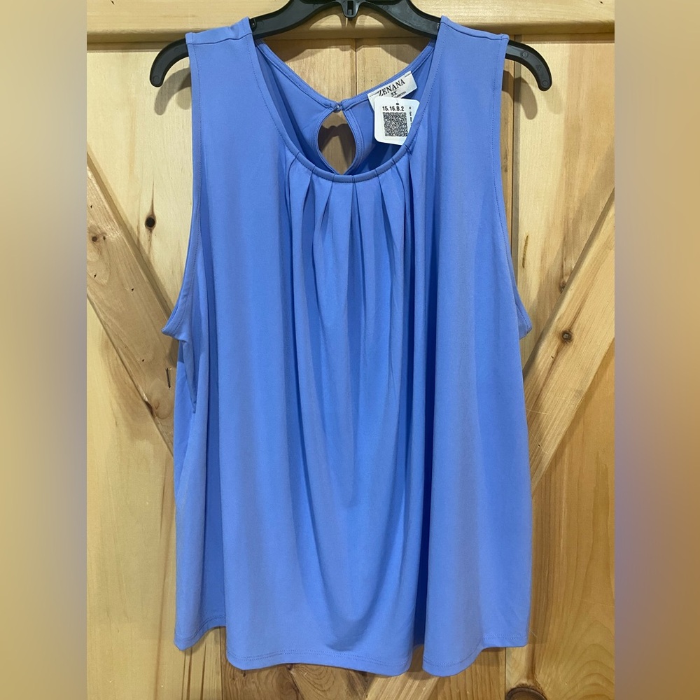 3X Zenana Spring Blue Sleeveless Blouse